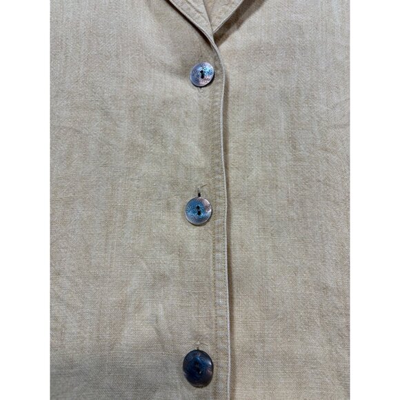 J Jill Womens Blazer Pants Set Size  M 12 Beige Yellow 100% Linen Lagenlook - Picture 4 of 10